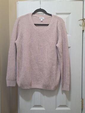 Market & Spruce Light Blush Crewneck Waffle Knit Sweater